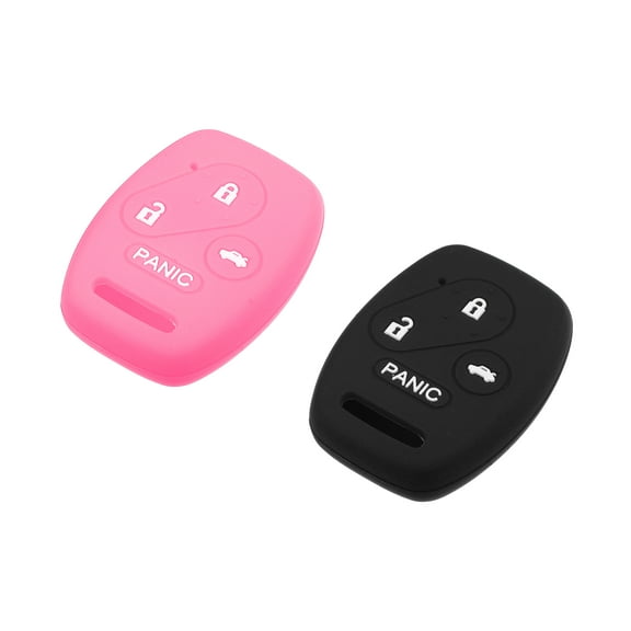 Unique Bargains for Smart Key Fob Cover Case 4 Buttons for Honda Acfor Cord Civic CR-V Element Pilot Black Pink (Pack of 2)