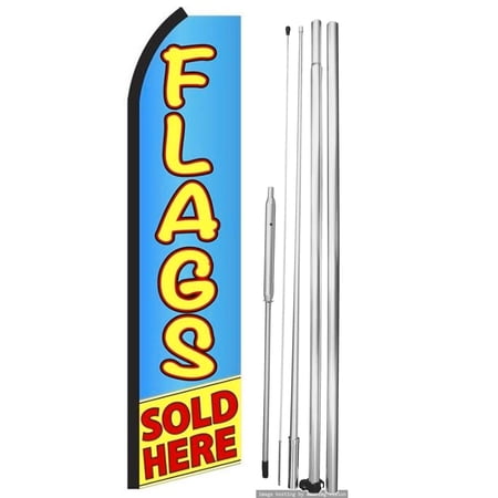 OnPoint Wares | Flags Sold Here Swooper Flag |Advertisement /Business Flags | Feather Flag | With Complete 15ft Hybrid Pole Set