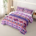 thumbnail image 3 of Castle Fairy Vintage Tribal Aztec Quilt Full 3-Piece,Boho Geometric Full Bedspread Sets,Red Blue Pink,1 Coverlet and 2 Pillowcases, 3 of 7