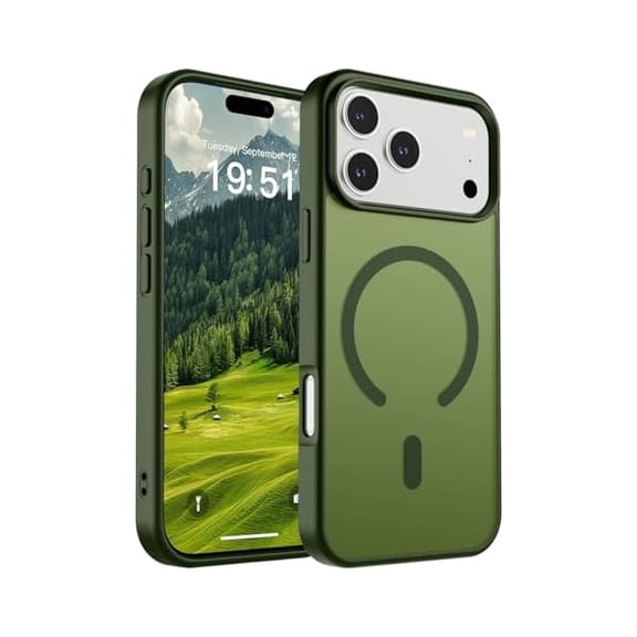 ZHU997 Magnetic for iPhone 17 Pro Max Case (Compatible with MagSafe)(Military Grade Drop Protection) Translucent Matte Shockproof with Anti-Fingerprint Phone Cover 2025,Cangling Green