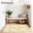 thumbnail image 3 of ODIKA 2'x3' Machine Washable Non-Slip Area Rug, Floral Vinework with Art Nouveau Curves and Petal Accents High Traffic Rug, Gold, 478601, 3 of 7
