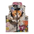 thumbnail image 4 of Uorisanigo Toddler Boys Girls Fleece Vest Full Zip Sleeveless Newspaper Cat Jacket Lightweight Kids Stand Up Collar Jackets Vests with Pockets Fall Winter Outfits Clothes Size 2-12, 4 of 7