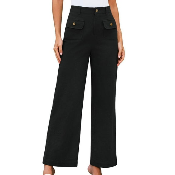 JIUKE Dress Pants for Women High Waisted Business Casual Pants Wide Leg Solid Color Workwear Slacks