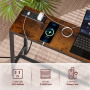 ZENY Sofa Table with Charging Station 70 inch Console Table, Brown