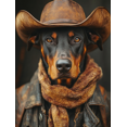 thumbnail image 1 of Qisvanset Framed Canvas Wall Art 12x16 Inch Western Doberman Cowboy Hat Farmhouse Dog Art, 1 of 5