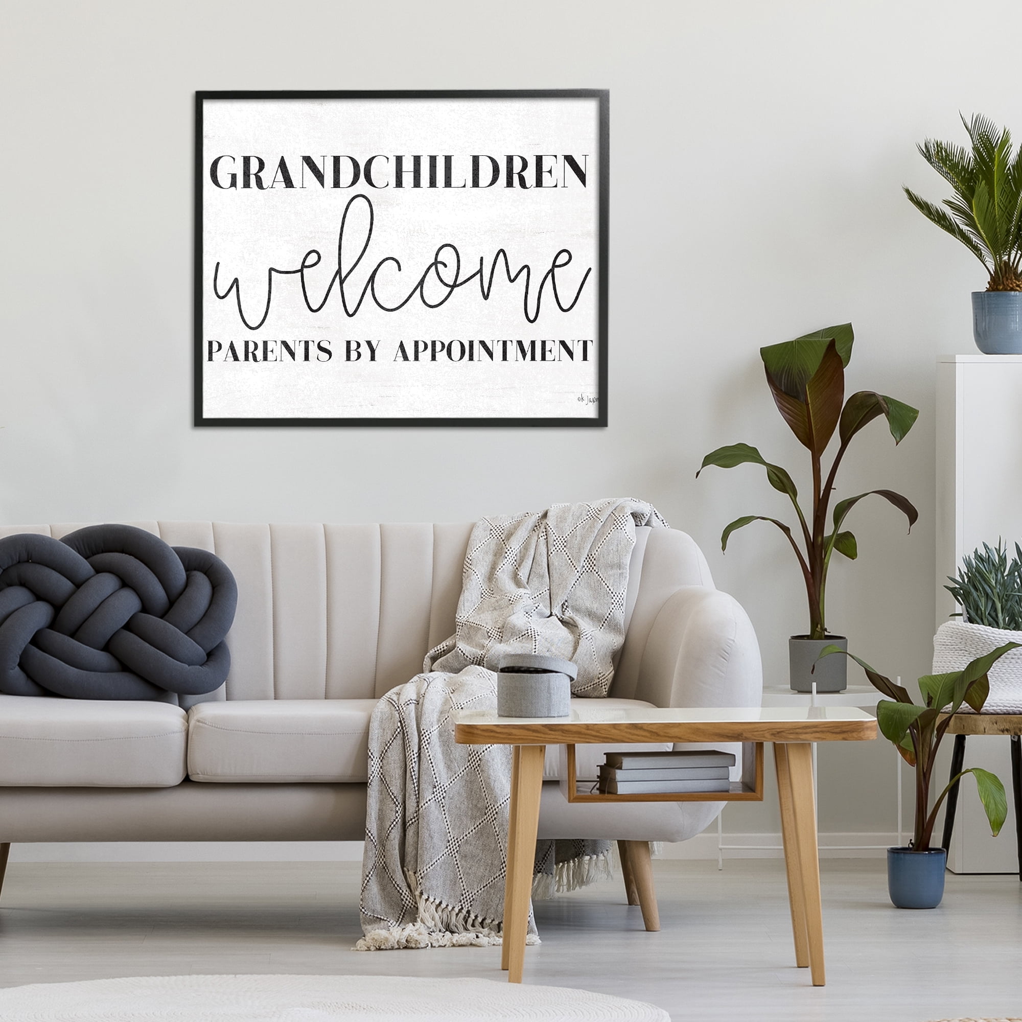 Stupell Industries Grandchildren Welcome Parents by Appointment Black Framed Giclee Art, design by Jaxn Blvd.