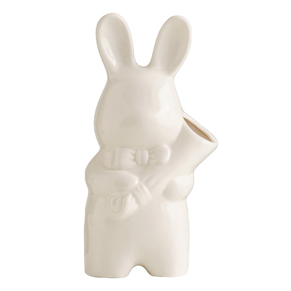 YoeXGDS 1PC Spring Easter Rabbit Vase Figurine Decoration, White Ceramic Rabbit Flower Vase Statue, 7 Inches Easter Rabbit Flower Vase Figurines for Table Centerpiece, Mantel, Shelf, Home Decoration