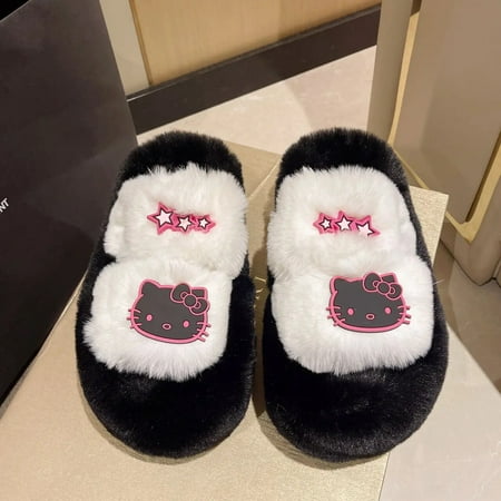 

Sanrio Hello Kitty Y2k Luxury Plush Platform Shoes Autumn Winter Outdoor Aesthetic Fuzzy Slippers Women Cute Thick Sole Slip Ons