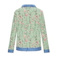thumbnail image 5 of QATAINLAV Womens Casual Long Sleeve Tops Fashion Print Waffle Knit Shirts Casual Denim Patchwork Collared Sweatshirts Green XXXL, 5 of 6