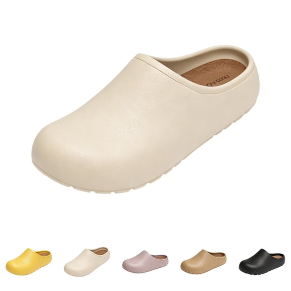 EKVAHL Women's Closed Toe Clogs, Waterproof EVA Garden Shoes, Arch Support Non Slip Outsole Easy Clean Shoes Beige