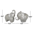thumbnail image 3 of 6", 7"H Silver Porcelain Ceramic Elephant Sculpture, by DecMode (2 Count), 3 of 8