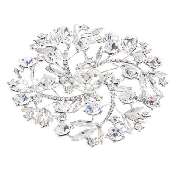 Large Crystal Flower Brooch
