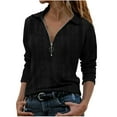 thumbnail image 2 of Womens Sweatshirts Half Zip Cropped Pullover Fleece Quarter Zipper Long Sleeve Tops 2026 Spring Fashion Outfits Clothes Black S, 2 of 6