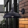 thumbnail image 6 of GOALPLUS 16 Inch Dome Barn Light for Porch, Large Gooseneck Outdoor Light Fixture with Wall Mount, Black Exterior Wall Sconce Lamp for Farmhouse Garage Door, 6 of 9