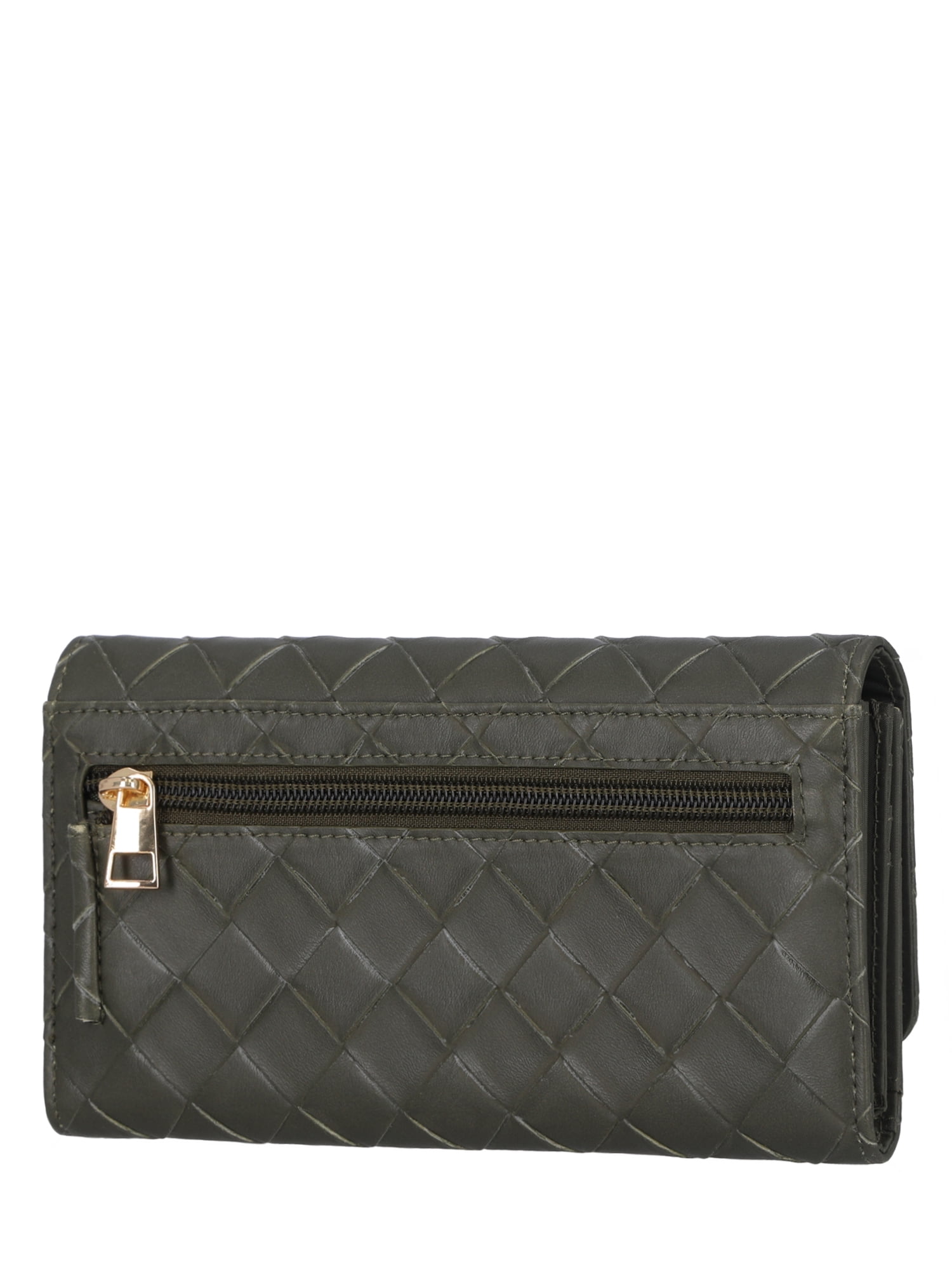 Time and Tru Women's Piper Clutch Wallet Vinyl Solid Olive