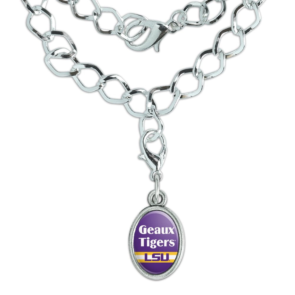 GRAPHICS & MORE Geaux Tigers LSU Italian European Style Bracelet Oval Charm Bead