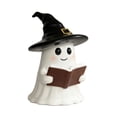 thumbnail image 2 of Halloween Ghost Guitar Reading Night Light, Cute LED Table Lamp, Spooky Ghost with Book and Guitar Ornament for Home Bedroom Desk Decor, 5.51x4.44Inch, 2 of 6