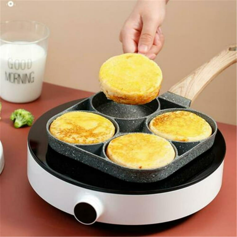 Four Hole Frying Pot, Stainless Steel Egg Frying Pan, 4 Hole Fried Egg  Burger Pan,Frying Pan Deepened Non Stick With Spatula Oil Brush Four Hole