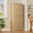 thumbnail image 3 of S-HOME Modern 72 Inch Tall Fluted Wood Pantry Storage Cabinet, Versatile 6 Door Organizer for Kitchen and Dining Areas, Oak, 3 of 16