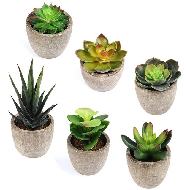piezas de plantas suculentas artificiales en macetas naturales pequeñas plantas artificiales decoración del hogar para su hogar, oficina Ofspeizc YQ-0261