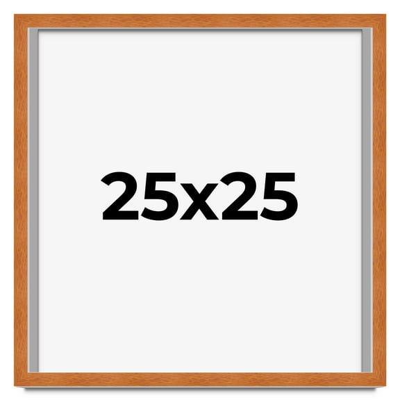 25x25 Shadow Box Frame Brown | 0.875 Inches Deep Real Wood Contemporary Shadowbox Display Frame |