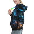 thumbnail image 2 of Lsque Cool Blue Light Wolf Pattern Casual Women's Hoodie,Hooded Sweatshirt with Kangaroo Pocket,Pullover Hoodie with Eye-catching Drawstrings-Small, 2 of 7