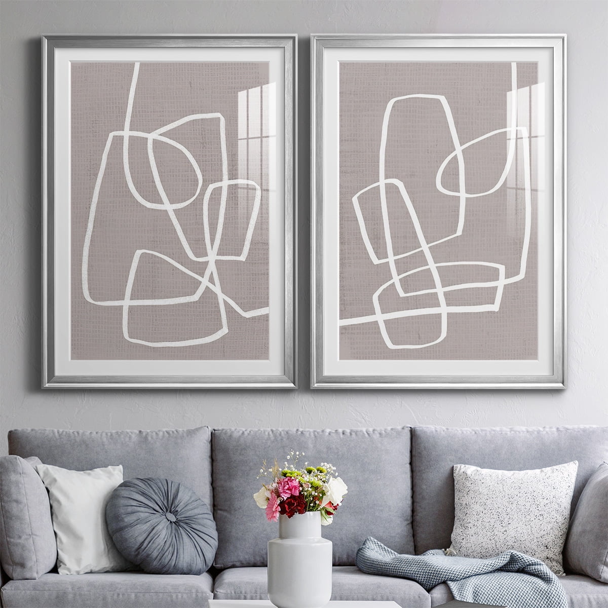 Wexford Home Linen Roundabout I Premium Framed Print, 18.5" x 24.5" - Ready to Hang, Silver (Set of 2)