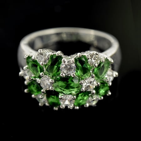 Women's 925 Silver Plated Inlaid Zircon Gem Ring