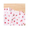 thumbnail image 4 of Qiylii Valentine's Day Baby Girls Romper Love Heart Print Short Sleeves Button Jumpsuit, 4 of 9