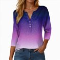 thumbnail image 2 of Towmus 3/4 Length Sleeve V Neck Womens Blouses Graphic Crew Neck T-Shirts Womens Shirts Under $6, 2 of 5
