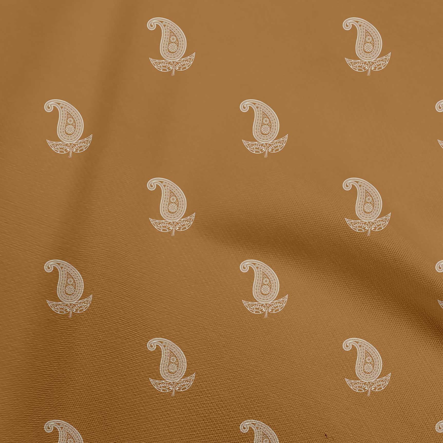 Mustard paisley  Printed Cotton Fabric