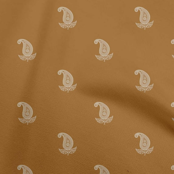 oneOone Cotton Poplin Dark Mustard Fabric Asian Block Paisley Fabric For Sewing Printed Craft Fabric By The Yard 56 Inch Wide