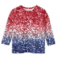 thumbnail image 4 of Avrnliq Girls 4th of July Patriotic Long Sleeve T-Shirt, Red White Blue Sequin Gradient Print Crewneck Casual Tops, Kids Sparkle USA Flag Tee for Independence Day, Memorial Day Size 3-4 T, 4 of 5