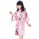 thumbnail image 2 of Camisón largo con estampado de peonías y pavo real para niña, bata de baño de verano de seda sintética fina para niños, cárdigan para el hogar, 2 of 6
