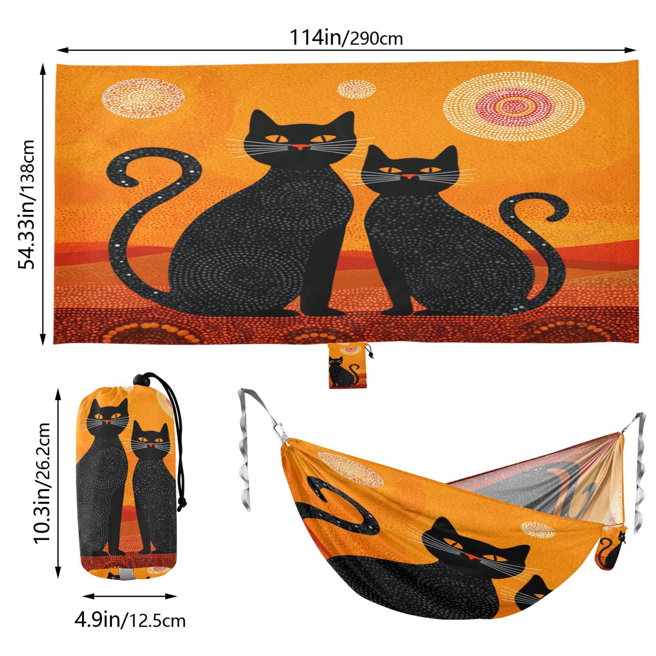 Hammock Camping Hammock Nylon Portable Hammock Travel Camping Hammock Two Black Cats Silhouette