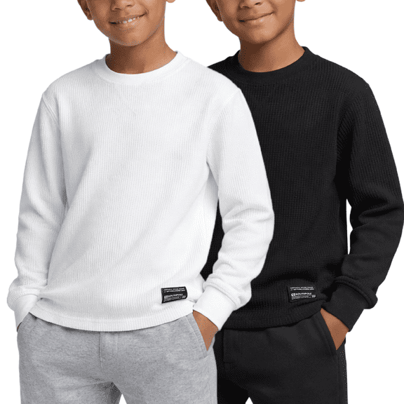 Southpole Boys Thermal Shirt - 2 Pack Boys Long Sleeve Thermal Shirts Crewneck Henley Top (8-20)