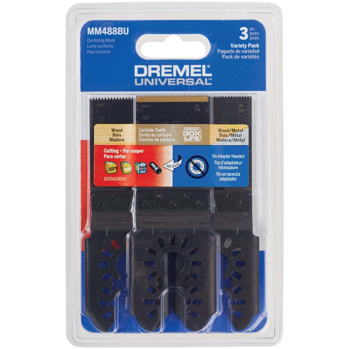 Robert Bosch Tool Corp MM488BU Dremel Multi-Max Universal Oscillating Tool Flush Cut Blade Variety Pack for Wood, Metal, Tile and Cement Black