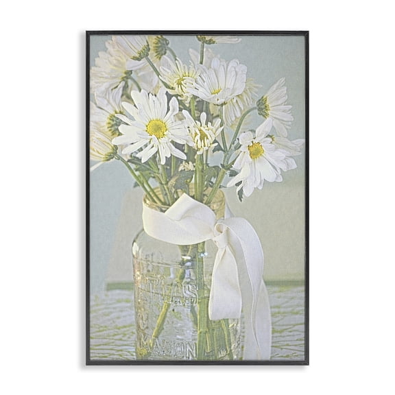 Stupell Industries Farmhouse Faded Daisies Jar Black Framed Giclee Art, 12 x 18, by Gail Peck