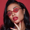 thumbnail image 2 of Retro Sexy Ocean Lens Hot Lips Shape Sunglasses Women's Sunglasses Small Frame Sunglasses GOLD-RED, 2 of 8