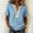 *Blue, variant on ClodeEU Women's Linen Blend V Neck Short Sleeve Top with Lace Trim ,Solid Color Casual Blouse Black,Womens Plus XL