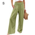 thumbnail image 2 of Pantalones Qarigey Mujer Largo Suelto Casual Pierna Ancha Amarillo Verde S, 2 of 5