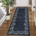 thumbnail image 3 of GlowSol 2'x6' Hallway Runner Rug Modern Floral Border Runners Rug Low Pile Non Slip Bedroom Rug Soft Accent Runner Rugs for Kitchen Laundry, Blue, 3 of 8