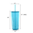 thumbnail image 3 of Mainstays 20oz Plastic Tumbler with Screw on Lid and Straw Blue, 3 of 15