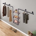 thumbnail image 3 of Miumaeov Wall Mount Clothing Rack with 3 Tiers Wood Shelf,Industrial Pipe Garment Hanging Rack Free Standing,Heavy Duty Garment Rack Bar for Retail Display,Laundry Room,Multi Purpose Hanging Rod Stora, 3 of 9