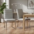 thumbnail image 3 of StnTalk Dining Chairs Set of 2, Kight Gray Faux Leather Kitchen Chairs with Thick Padded Seat, Armless Side Chairs with Metal Legs for Apartment & Small Dining Spaces, 3 of 7