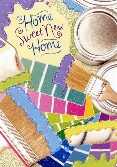 Designer Greetings Paint Brushes and Rollers with Glitter New Home Card