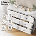 thumbnail image 3 of IDEALSOUL White Dresser,6 Drawer Dresser for bedroom,Retro Wood Storage Cabinet for Living Room, 3 of 13