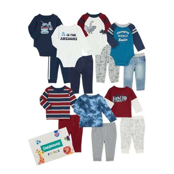 Garanimals Baby Boy Long Sleeve Mix & Match Outfit Kid Pack Gift Box