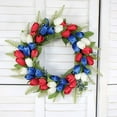 thumbnail image 2 of Idyllic 18 Inch Tulip Wreath For Patriotic Independence Day And Jul 4th Home Decorations, Red White Blue Artificial Flower Wreath, 2 of 7