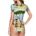 thumbnail image 4 of Daiia African Women print Women's Crew Neck Short Sleeve Bodysuit Fashion Tops Fit Casual Basic Extender Bodysuit-XX-Large, 4 of 9